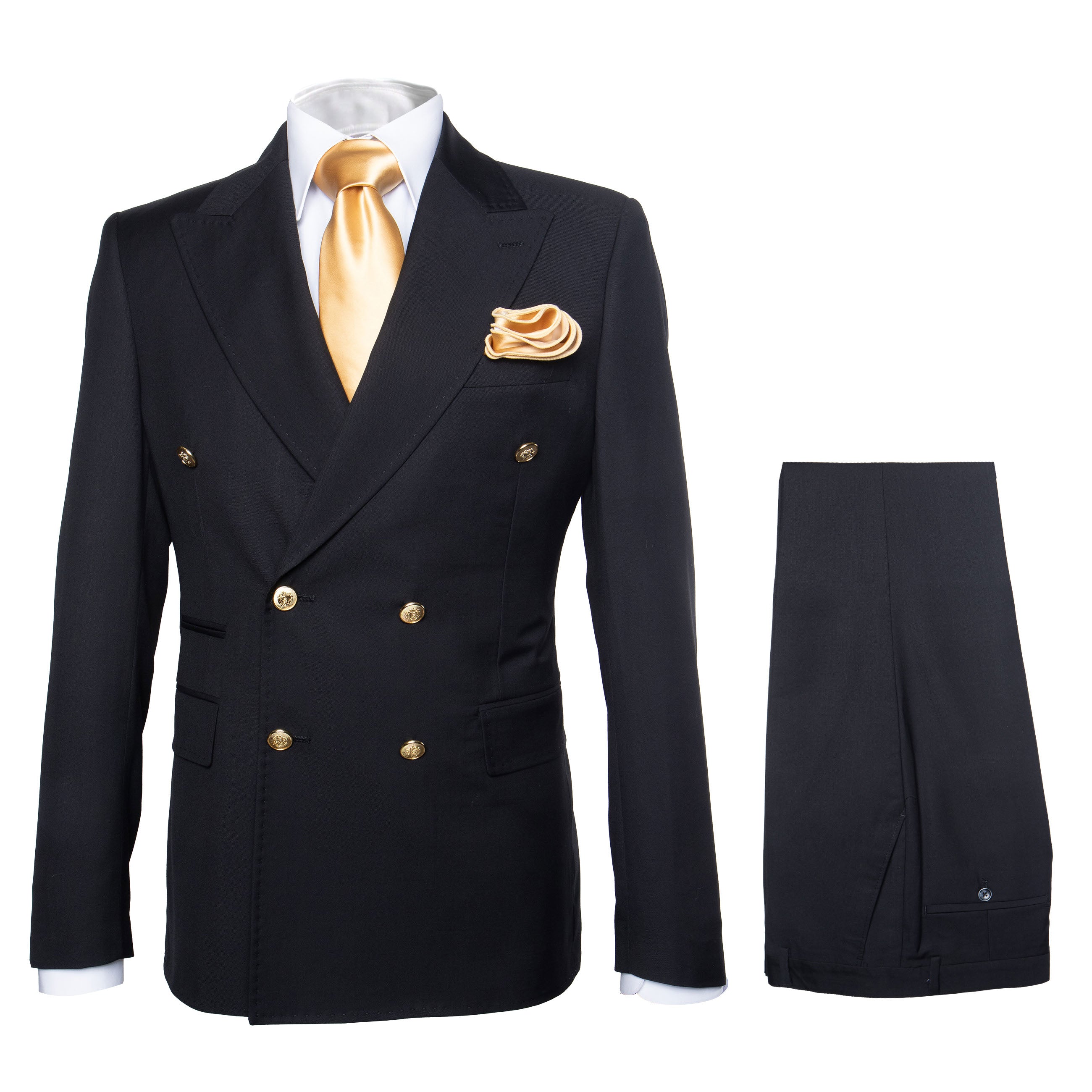 Rossi Man Double-Breasted 2-on-6 Suit – Elegant Men's Formalwear with Flat Front Trousers - 34R
