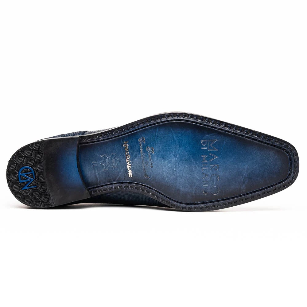 Marco Di Milano Merida Navy Blue Oxfords Lizard & Caiman Crocodile Shoes - 8.5