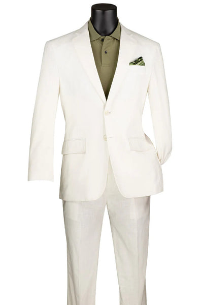 Men's Basic Modern Fit Summer Linen & Cotton Suit in White