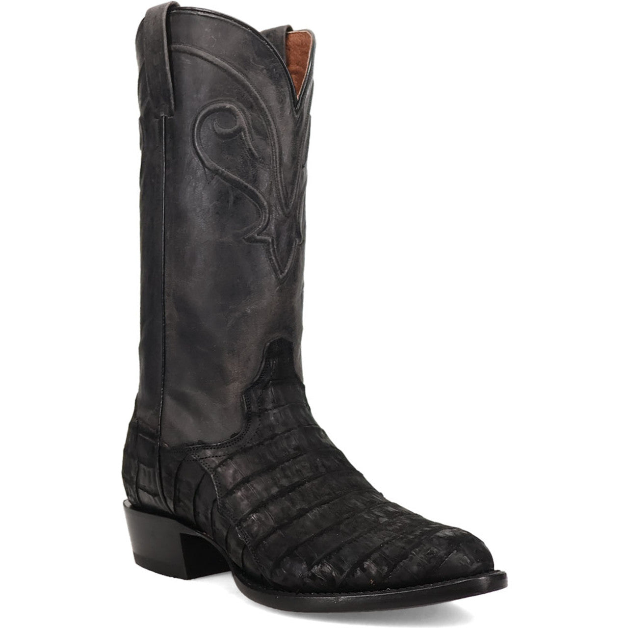 Dan Post Men’s Makara Genuine Caiman Black 13” Medium Round Toe Leather Boot - 7D