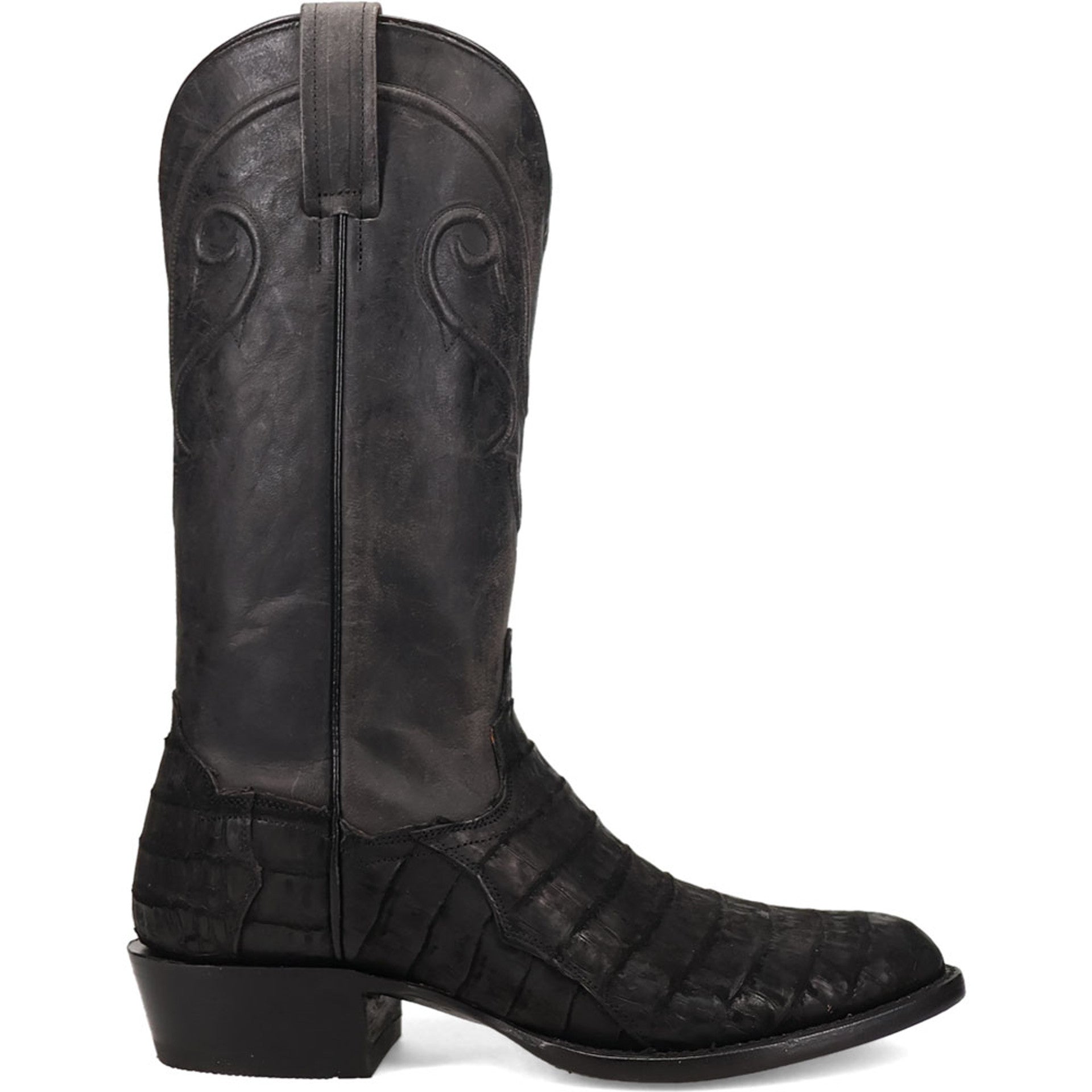 Dan Post Men’s Makara Genuine Caiman Black 13” Medium Round Toe Leather Boot - 7D