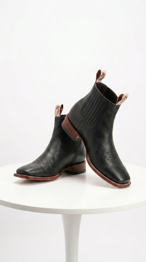 Black Square Toe Ankle Boots