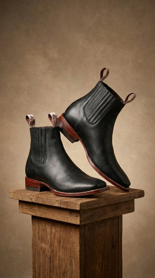 Black Square Toe Ankle Boots