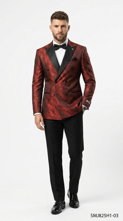 Stacy Adams Men’s High Fashion Pattern Sport Coat, Hybrid Fit Formal Blazer in Bronze, Silver, Red and Purple