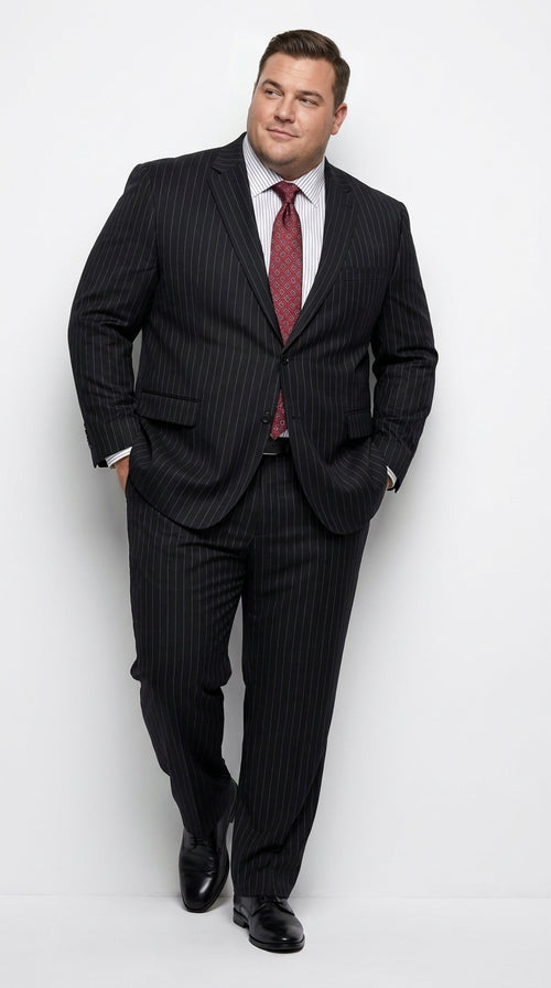 Men’s Black Pinstripe Suit, Patrick Bateman Inspired American Psycho Homecoming Formal Suit