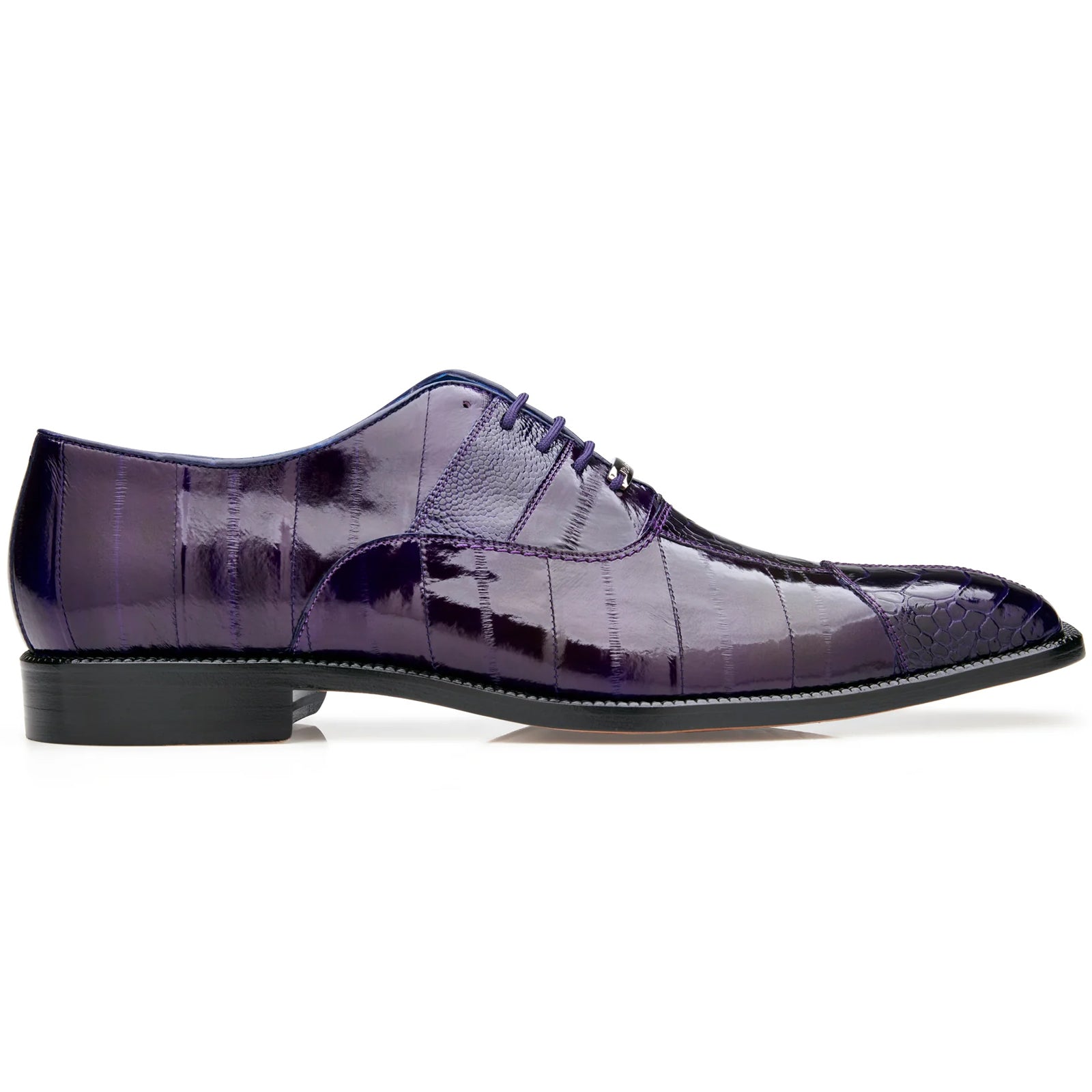 Men's Belvedere Mare Ostrich Leg & Eel Skin Dress Shoe in Purple - 9-M