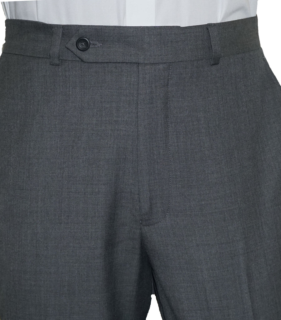 Washable Wool Blend Flat Front Medium Gray Pants - dress size pants : 28 Unfinished bottom