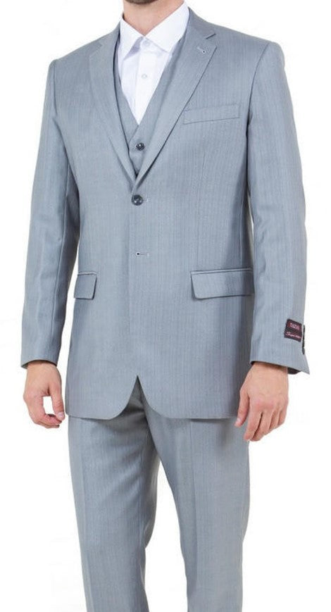Men's Designer 2-Button With Sheen Charcoal Gray Sharkskin - Color: Dark Grey Suit main image 0