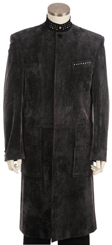 Men's Fashionable Grey Long Zoot Suit 45'' Long Jacket EXTRA LONG JACKET Maxi Very Long - 36 Regular Jacket+30 Waist Adjustable 26to32)Height: 5'7"-6')(Neck: 14.5-16:S)
