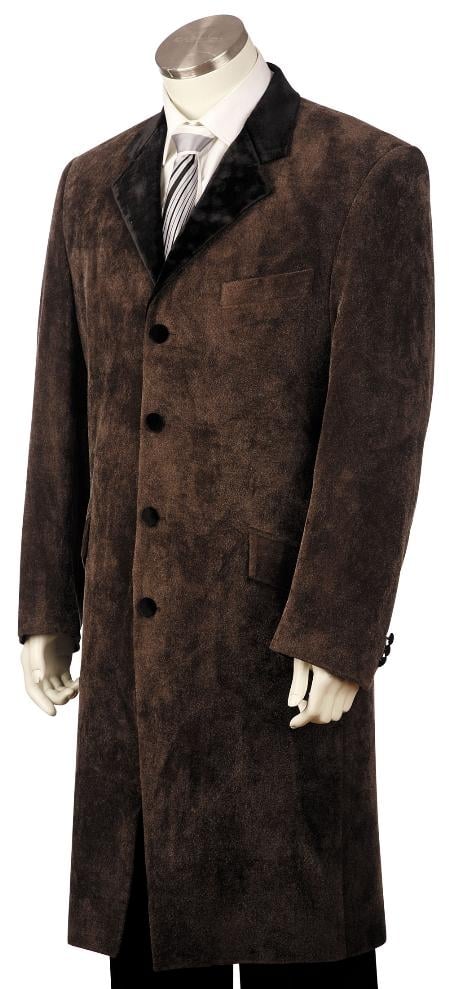 Men's Long Fashion Zoot Suit in Taupe - 36 Regular Jacket+30 Waist Adjustable 26to32)Height: 5'7"-6')(Neck: 14.5-16:S)