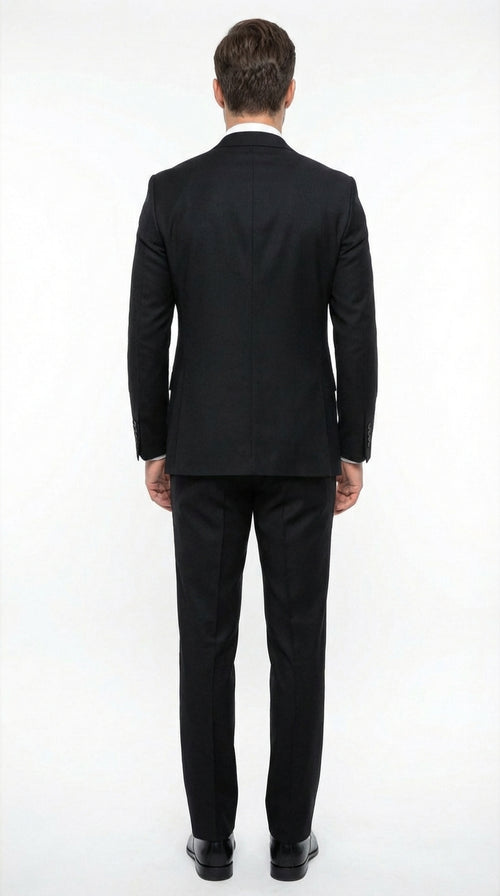 Tiglio Mens Black 3 Piece Suit Classic Formal Business Suit with Vest for Wedding and Special Occasion