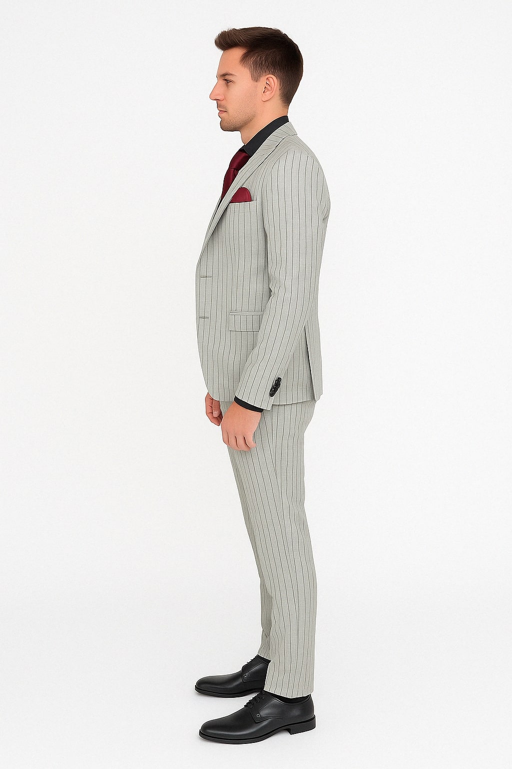 Men's Grey and Black Pinstripe Three-Piece Suit 1920s Suit Gangster Stripe Vintage Look - Default Title