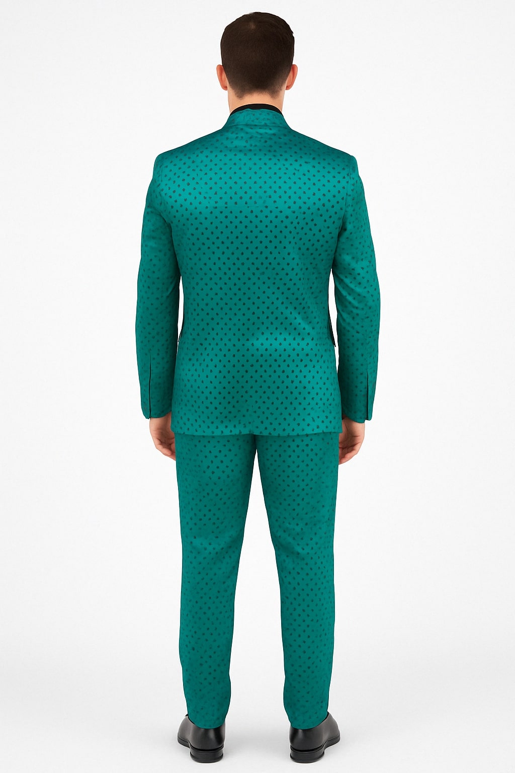 Men's Teal Green Polka Dot Tuxedo with Matching Vest and Bow Tie - 34 Short or Extra Small