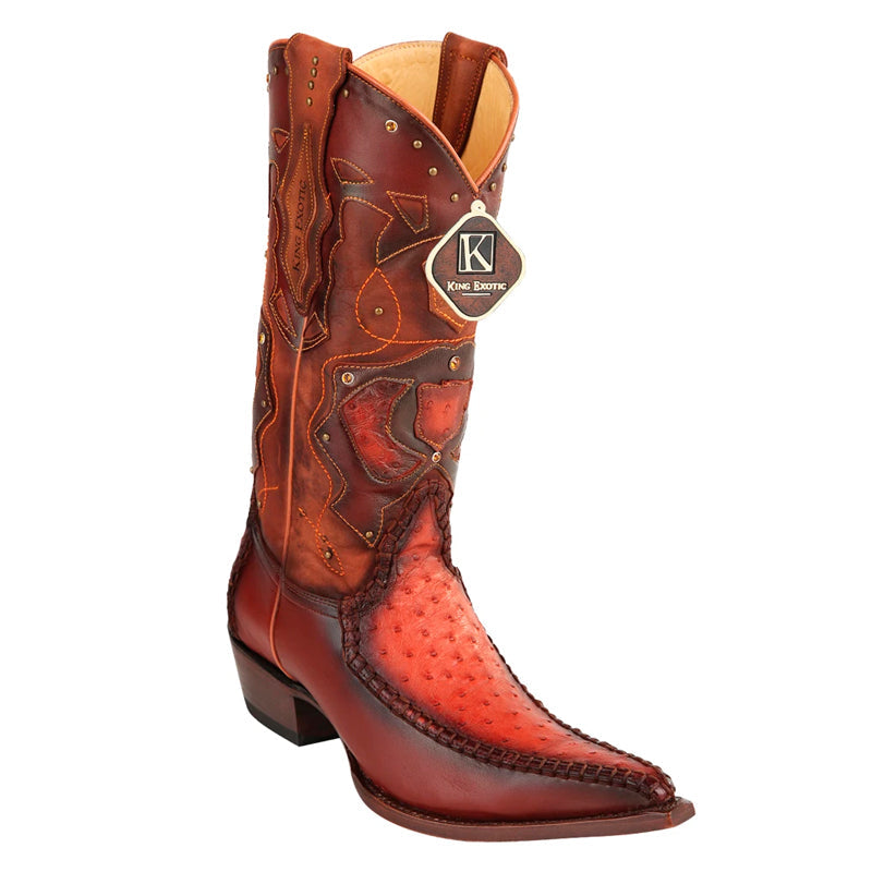 Men's King Exotic Boots Genuine Ostrich 3x Toe Boot - Cognac (495v20303) - 6 E