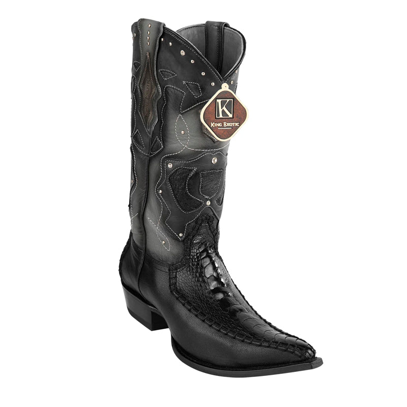 Men's King Exotic Boots Genuine Ostrich Leg 3x Toe Boot - Black (495v20505) - 6 E