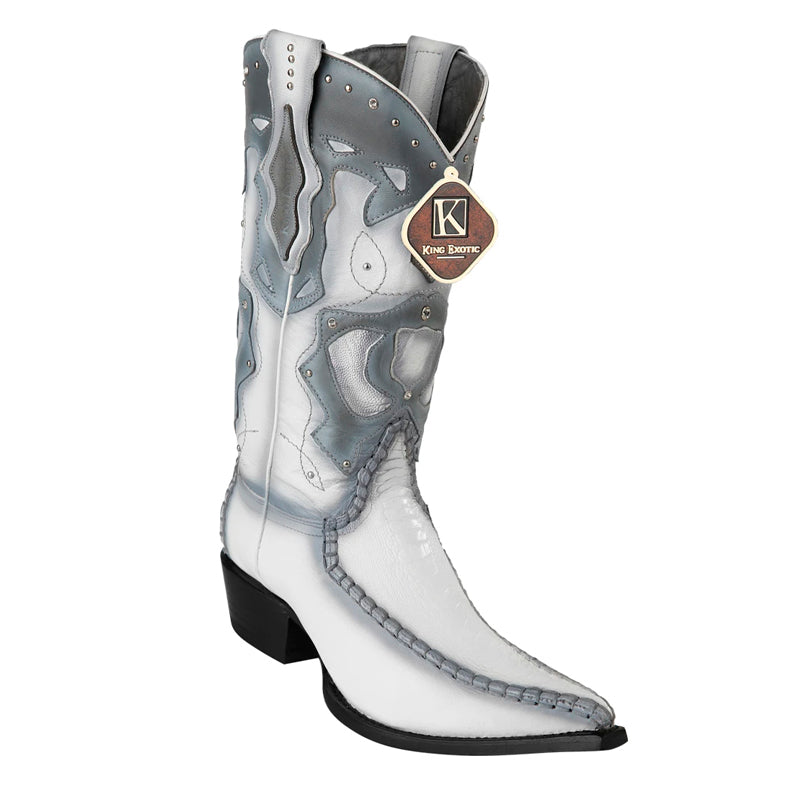 Men's King Exotic Boots Genuine Ostrich Leg 3x Toe Boot - White (495v20528) - 6 E