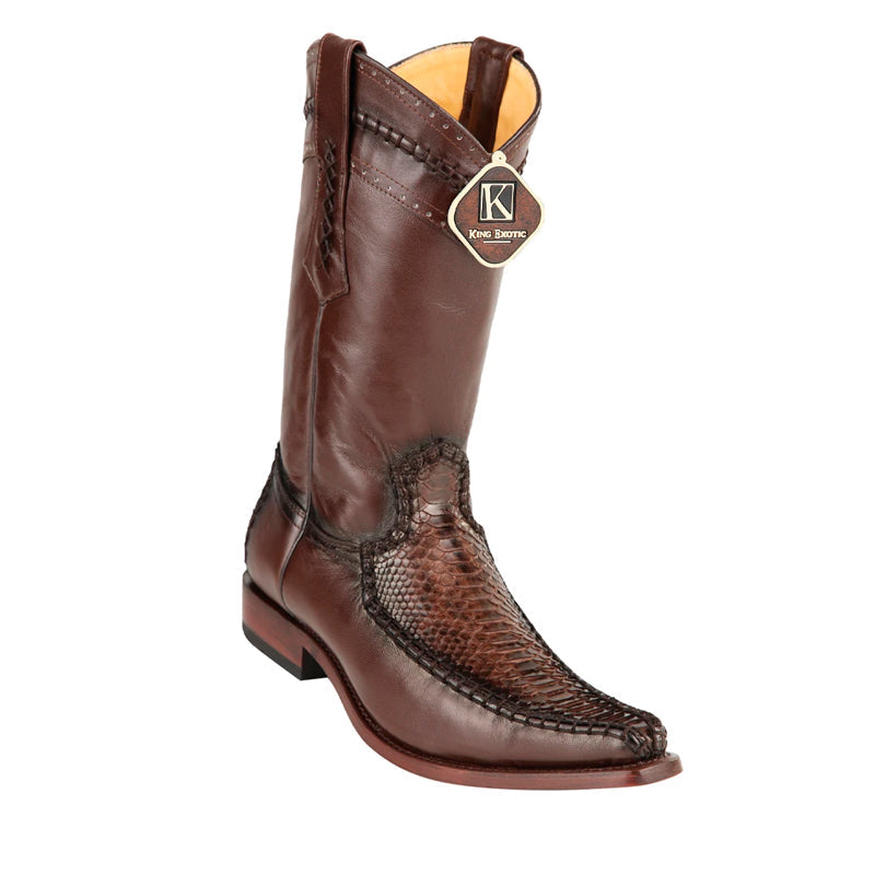 Men's King Exotic Boots Genuine Python European Toe Brown (477bd5707) - 6 E