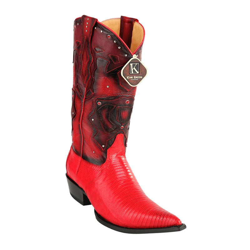 Men's King Exotic Boots Teju Lizard 3x Toe Red (495vf0712) - 6 E