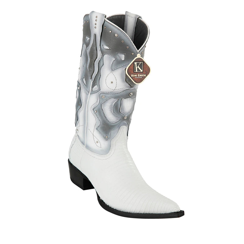 Men's King Exotic Boots Teju Lizard 3x Toe White (495vf0728) - 6 E