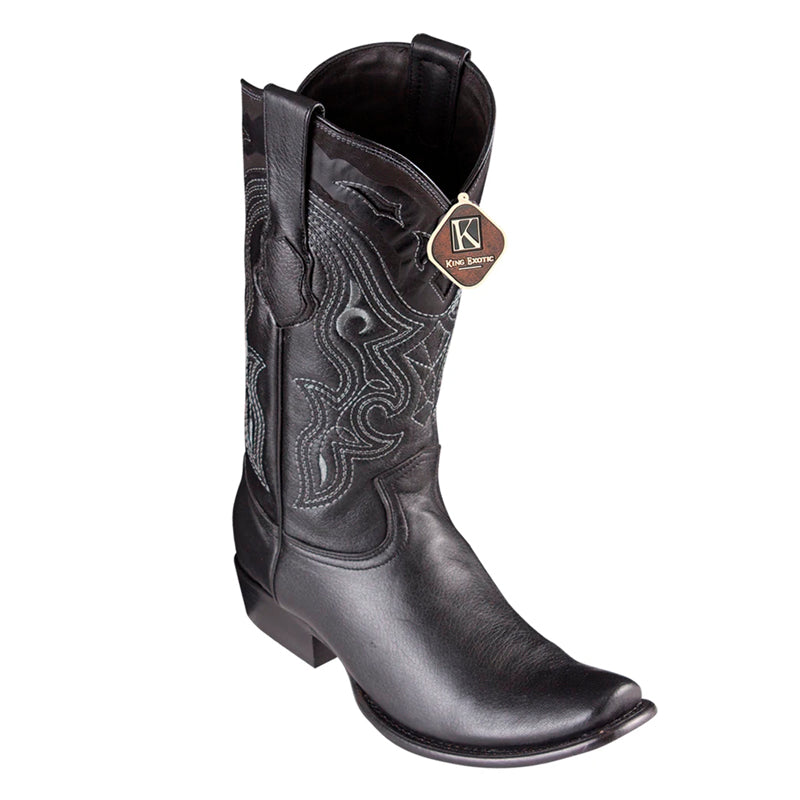 Men's King Exotic Elk Boots Dubai Toe Handcrafted Black (4795105) - 6 E