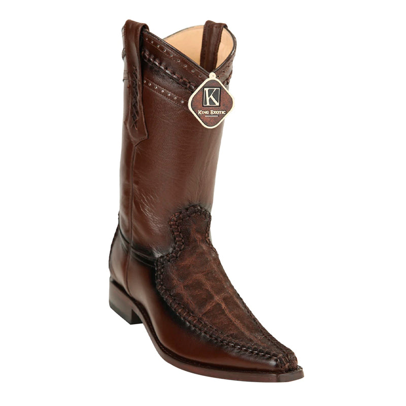 Men's King Exotic Genuine Elephant Boots European Toe Handcrafted Brown (477bd7007) - 6 E