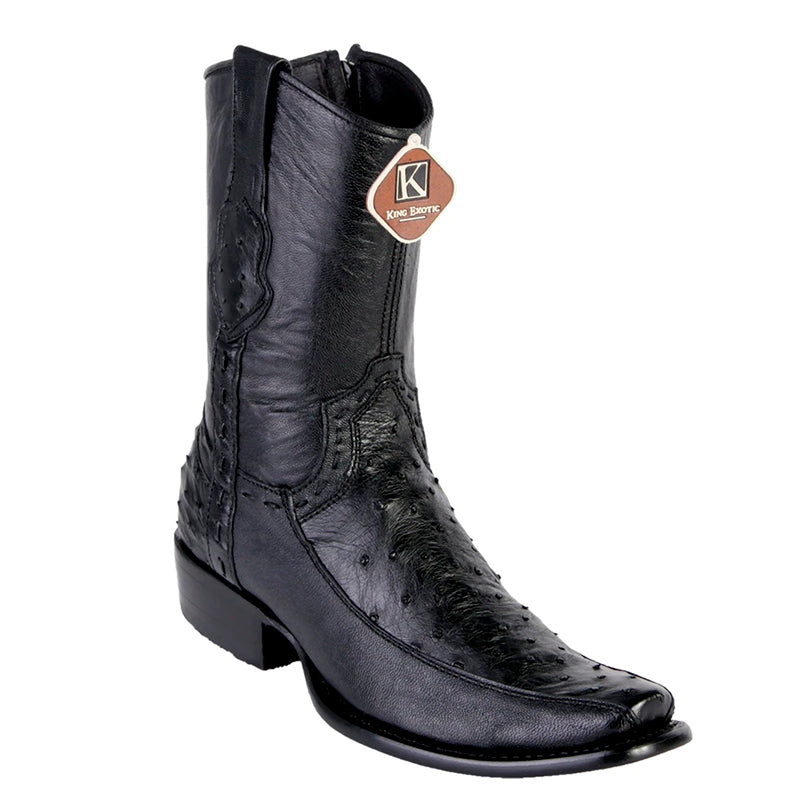 Men's King Exotic Genuine Ostrich Boots Dubai Toe Handcrafted Black (479BF0305) - 6 E