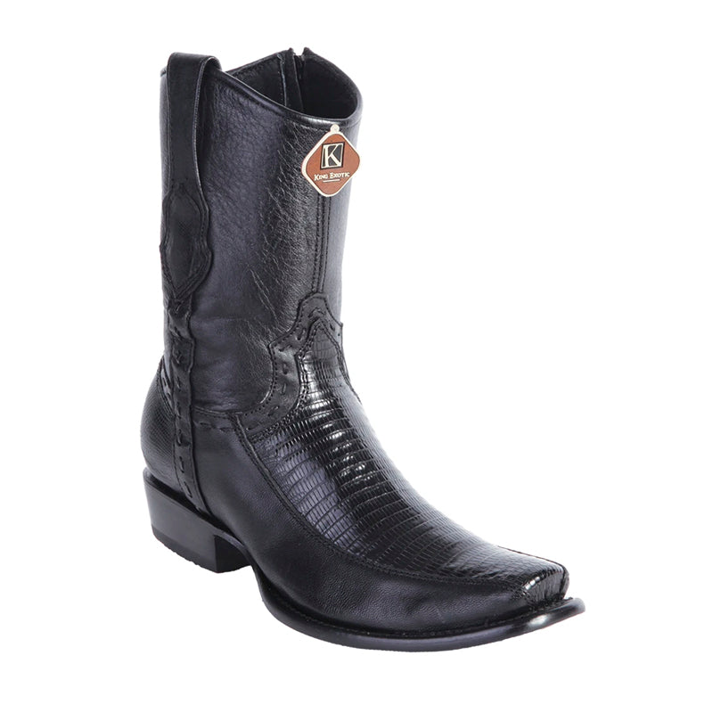 Men's King Exotic Lizard Boots With Inside Zipper Dubai Toe Handcrafted Black (479BF0705) - 6 E