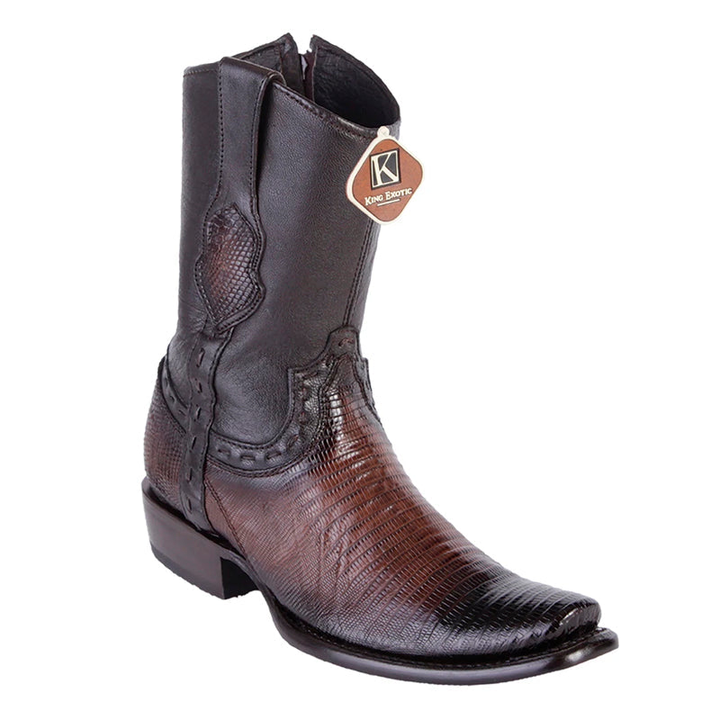 Men's King Exotic Lizard Boots With Inside Zipper Dubai Toe Handcrafted Faded Brown (479B0716) - 6 E