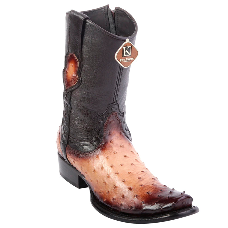 Men's King Exotic Boots Ostrich Leg 3x Toe Handcrafted Brown (495vf0507)