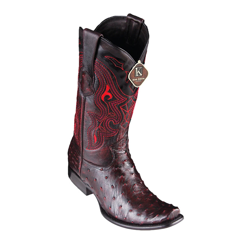 Men's King Exotic Ostrich Boots Dubai Toe Handcrafted Black Cherry (4790318) - 6 E
