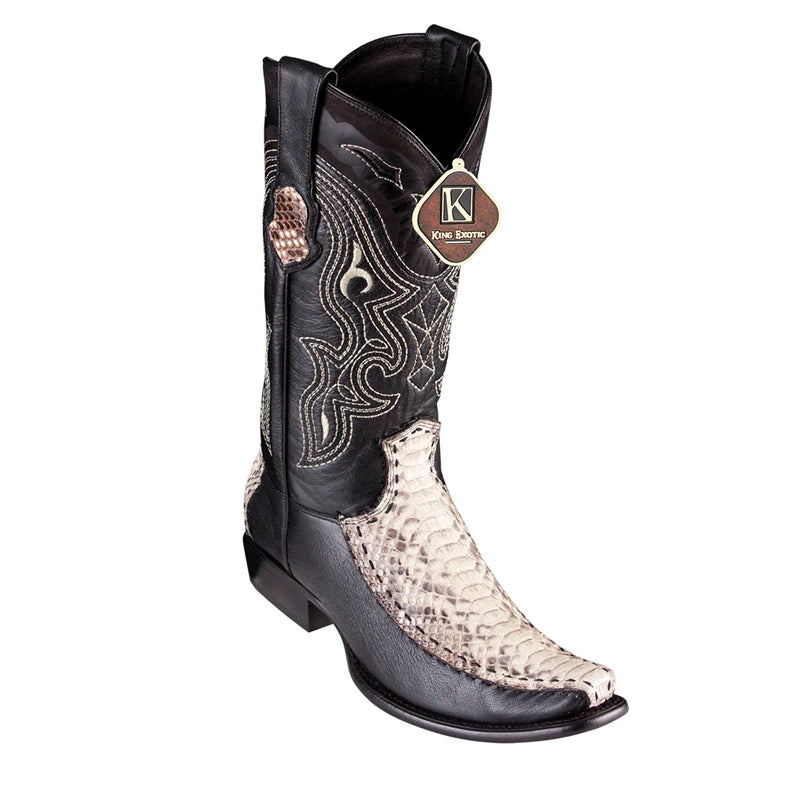 Men's King Exotic Python Boots With Deer Dubai Toe Handcrafted Natural (479F5749) - 6 E