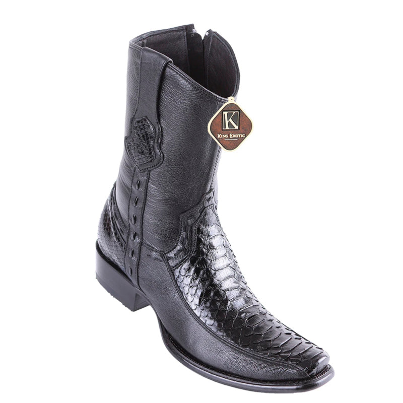 Men's King Exotic Python Boots With Deer Dubai Toe Handcrafted Natural (479BF5705) - 6 E