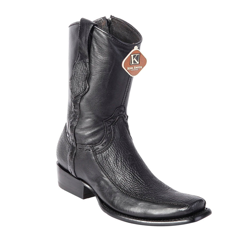 Men's King Exotic Sharkskin Boots With Inside Zipper Dubai Toe Handcrafted Black (479BF0905) - 6 E