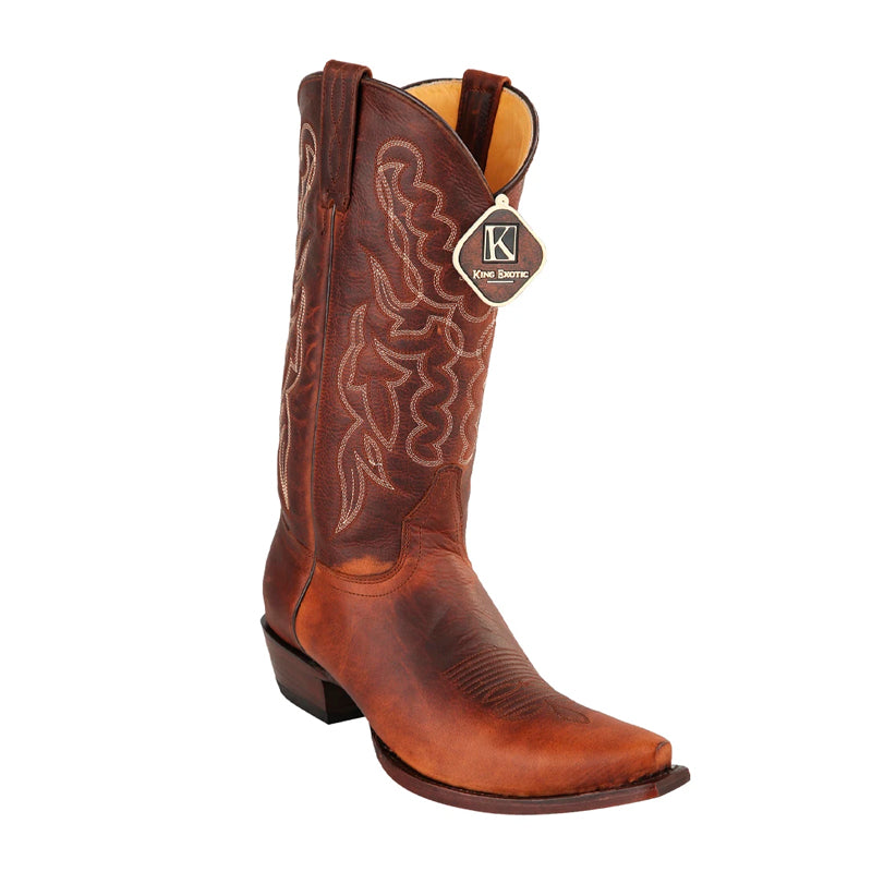 Men's King Exotic Snip Toe Rage Leather Boots Handmade Walnut (4949940) - 6 E