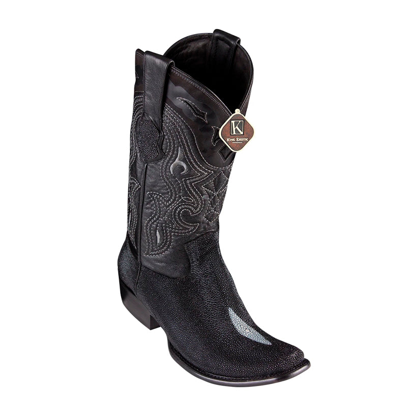 Men's King Exotic Stingray Boots Dubai Toe Handcrafted Black Single Stone (4791205) - 6 E