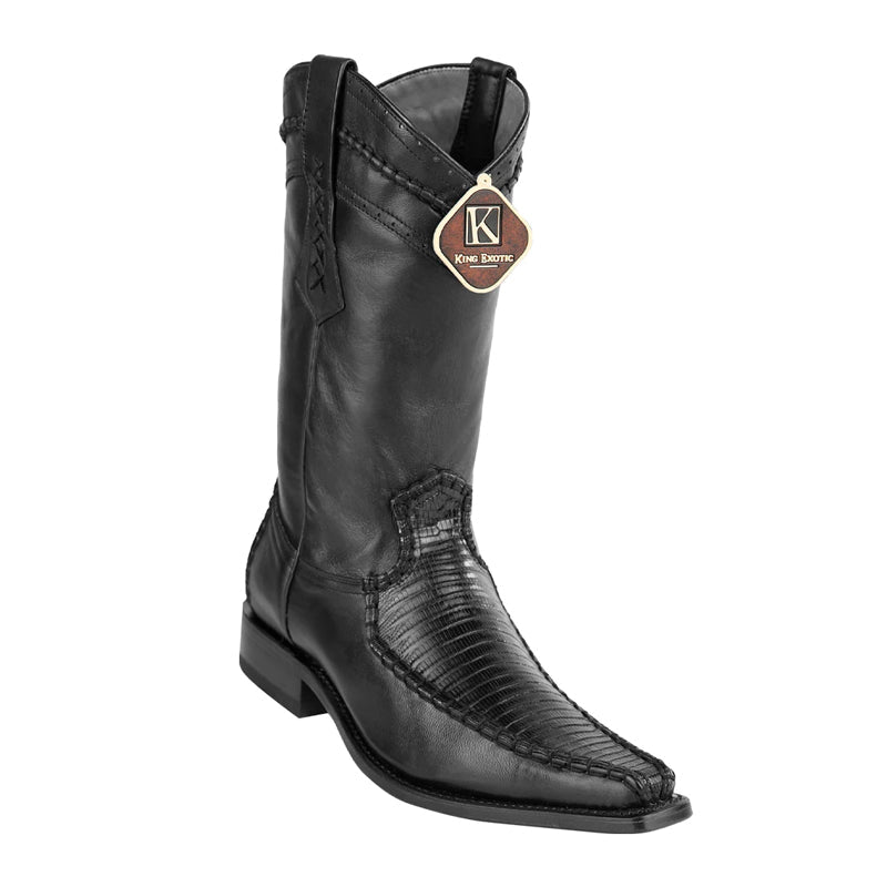 Men's King Exotic Teju Lizard Boots European Toe Handcrafted Black (477bd0705) - 6 E