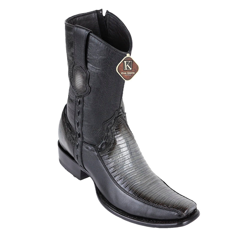 Men's King Exotic Teju Lizard Boots With Deer Dubai Toe Handcrafted Faded Gray (479BF0738) - 6 E