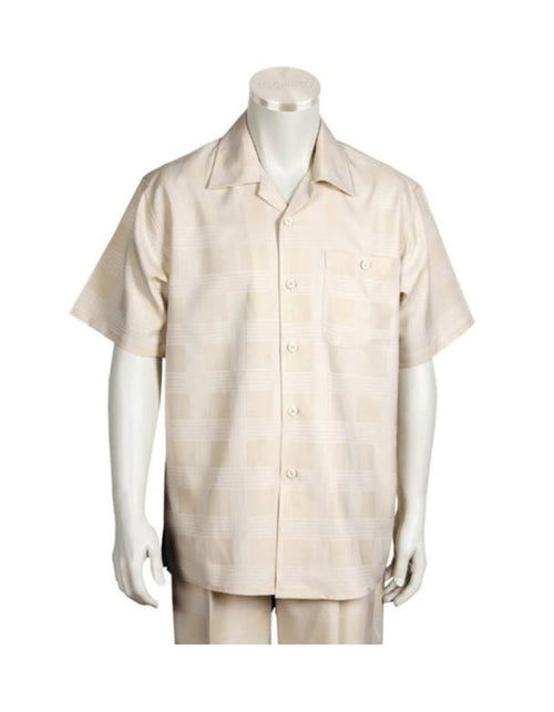 Men's 2 piece Sets short sleeve leisure set walking suit in light Beige