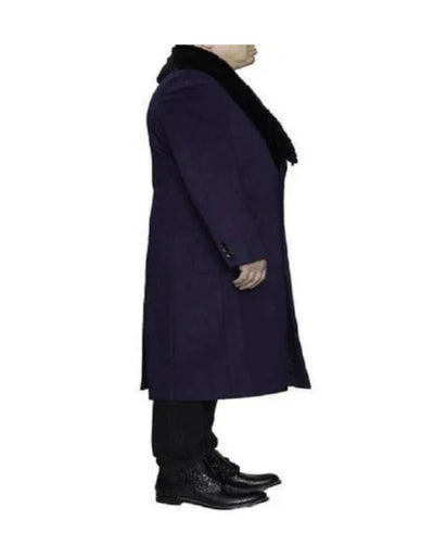 Men's Big And Tall Overcoat Long Men's Dress Topcoat - Winter Coat Purple Overcoat