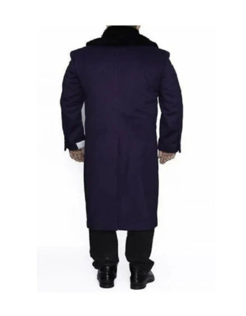 Big And Tall Purple Full Length Long Overcoat / Topcoat
