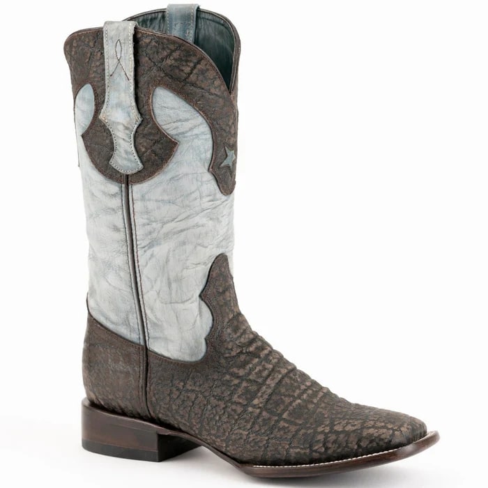Ferinni Boot - Mens Dress Cowboy Boot - Ferrini Stampede Men's Print Crocodile Boots Handcrafted Black in Black Color - 8