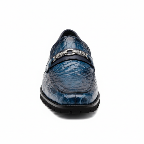 Men's Mauri Casual Alligator Loafers Blue Metal Bit Debonair