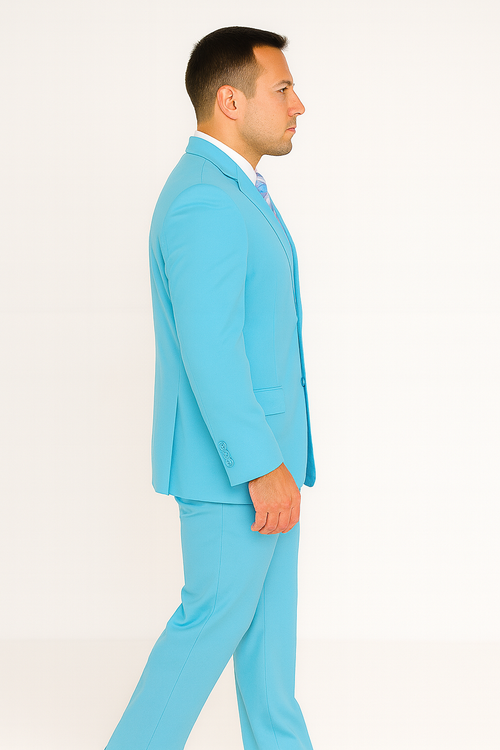 Men's Sky Baby Blue Turquoise 2 Piece affordable suit - RET208-19