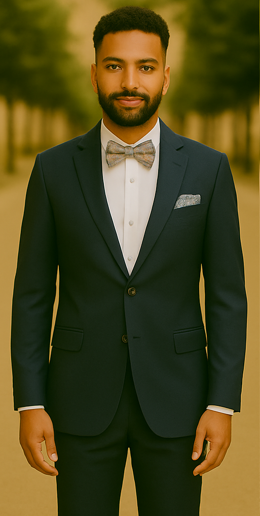 Men’s Slim Fit 100% Wool Suit by Rossiman Rossi – Peak Lapel Jacket & Plum Tapered Pants - 58R