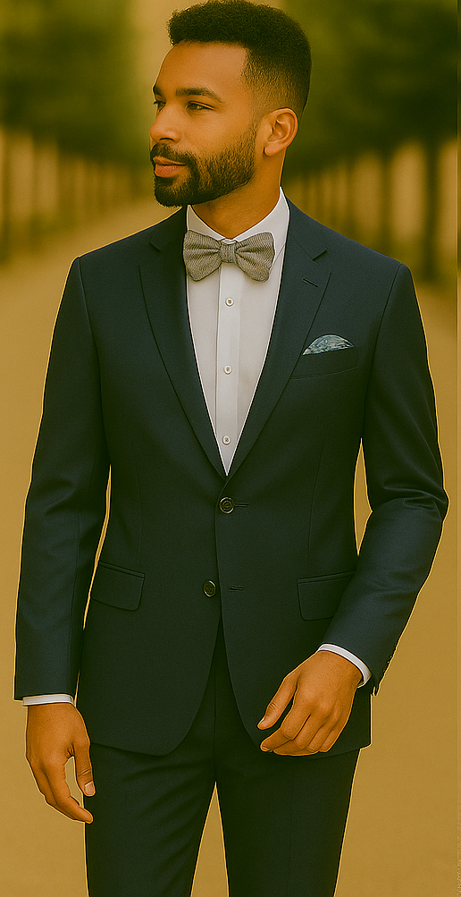 Men’s Slim Fit 100% Wool Suit by Rossiman Rossi – Peak Lapel Jacket & Plum Tapered Pants - 58R