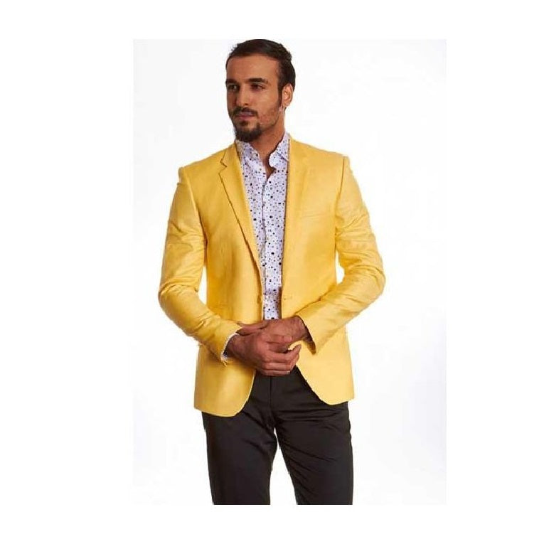 Men's Two Button Single Breasted Dylan Yellow Fit Blazer - 52 Long