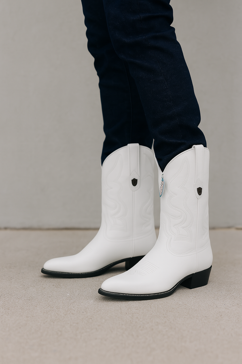 Mens White Western Cowboy Boots - Genuine Leather - Handcrafted Rodeo Style-New Designer Collection