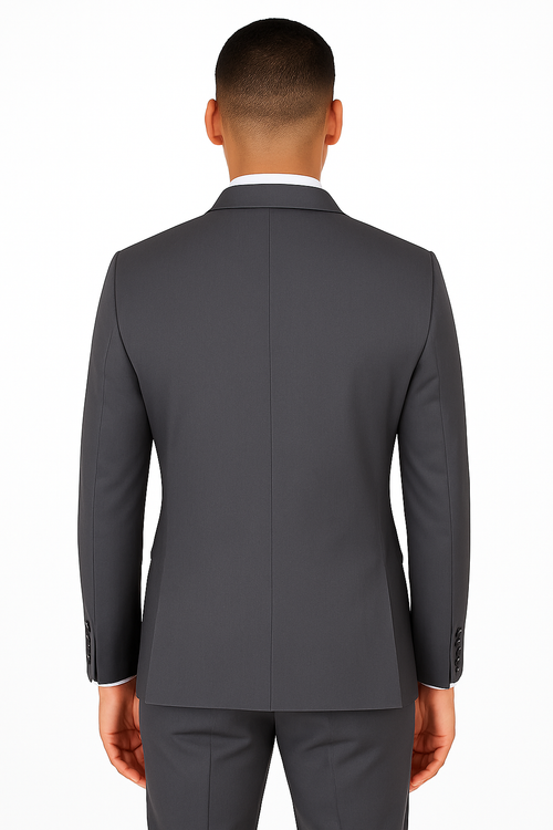 Men's charcoal suit set with modern fit and tailored cut