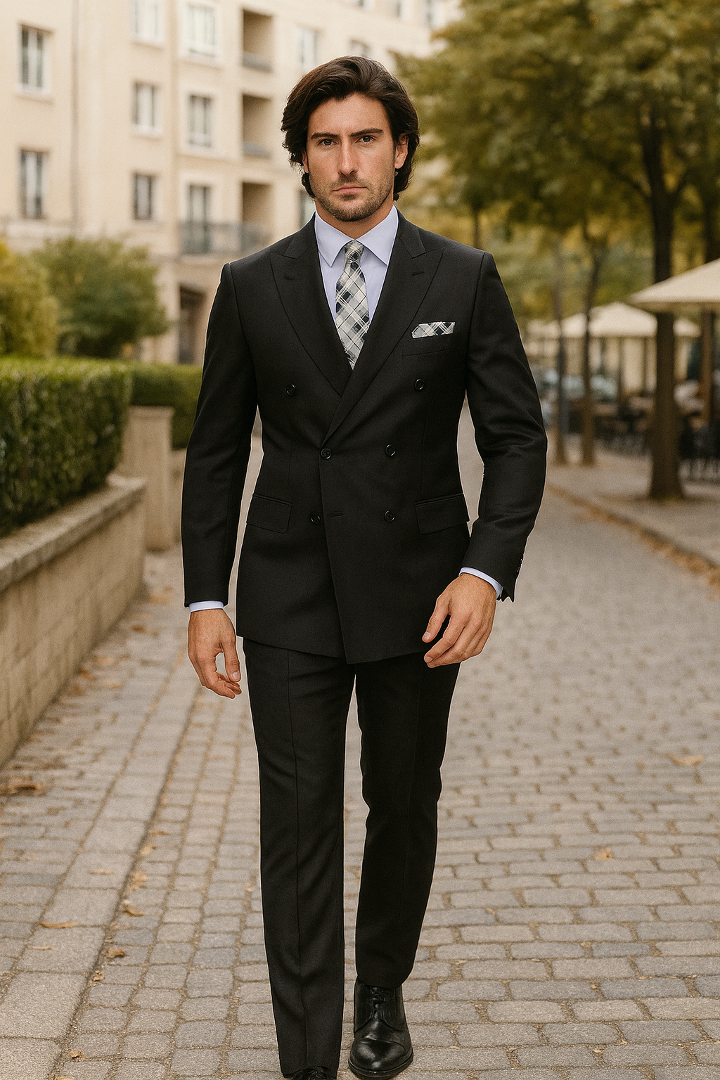 Pacelli by Zacchi Men's 2-Piece Double Breasted Suit - Solid Colors - 38 Short Jacket+32 Waist Adjustable 28to34)(Height: 5 4 to5 7 )(Neck  15-16.5)S-M)