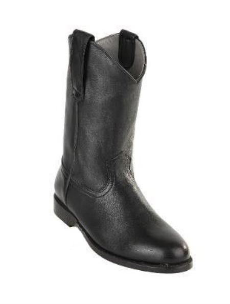 Men's Black Original Michel Genuine Deer Leather Pull On Roper Dress Cowboy Boot Cheap Priced For Sale Online With Leather Sole - 6.0 Standard / D / Medium